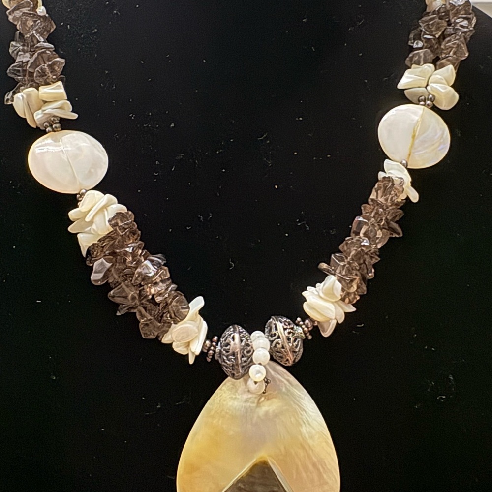 Shell and Smoky Quartz Necklace